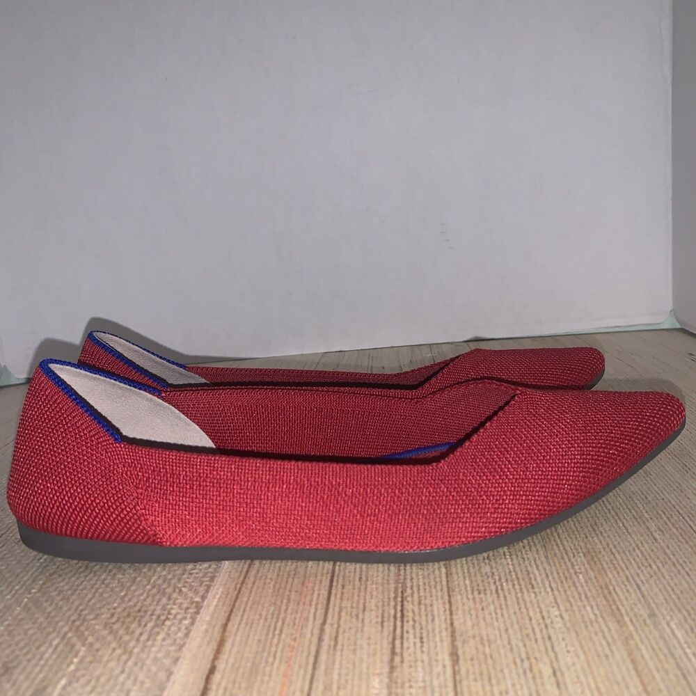 ROTHYS Women's 7.5 Pointed Ballet Flats Chili Red Washable Shoes Casual Office - Picture 2 of 13